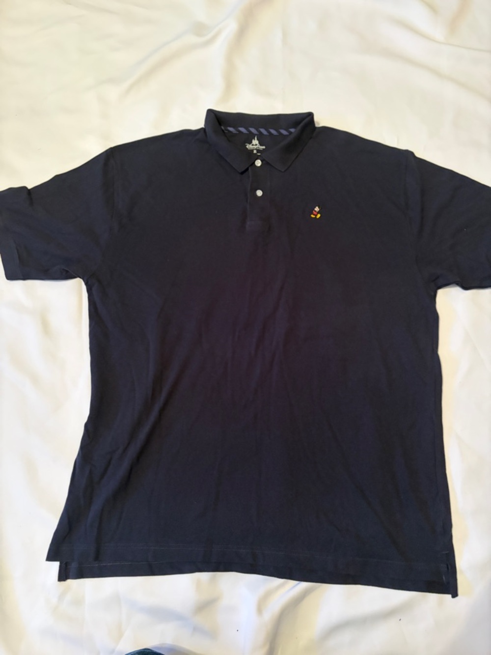 Disney Men’s Dark Blue Polo with Embroidered Mickey Accent